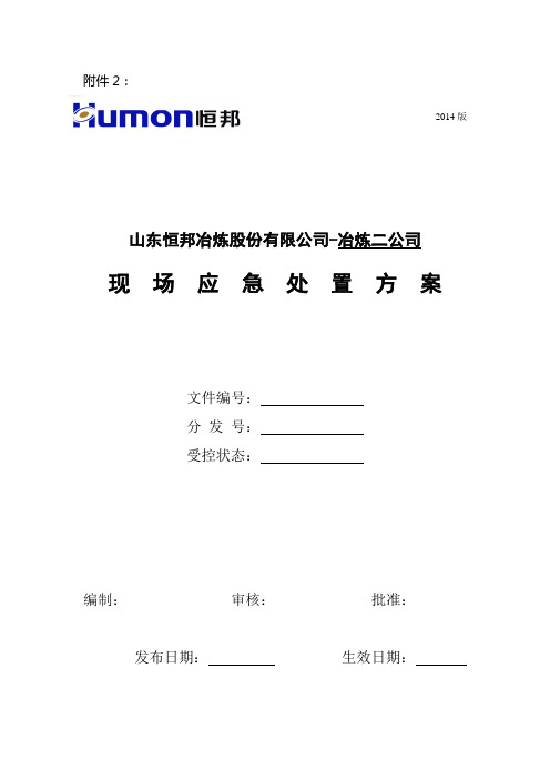 wty备料车间现场处置方案2014.3.18