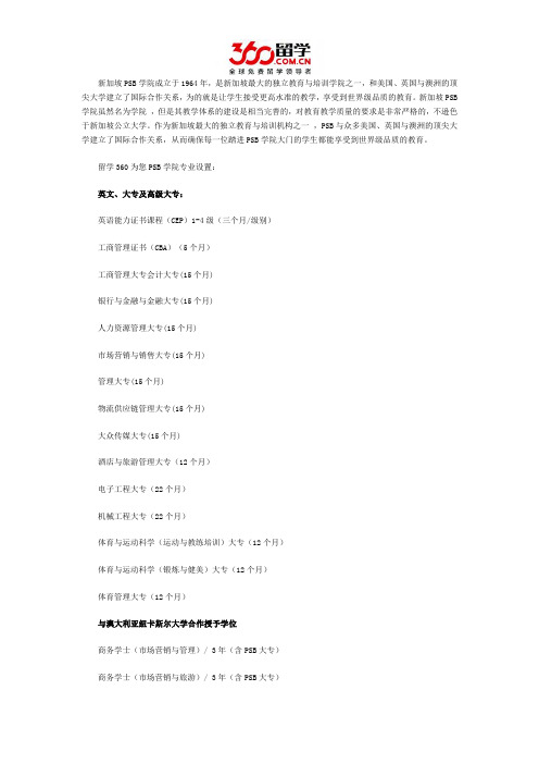 新加坡留学：新加坡PSB学院设置了哪些专业？