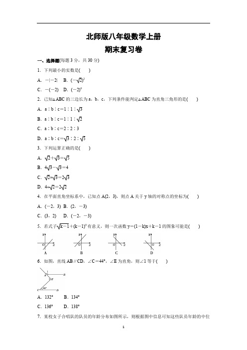 北师版八年级数学上册   期末复习卷(含答案)