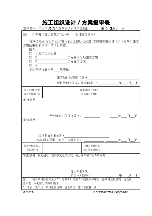 施工组织设计面单