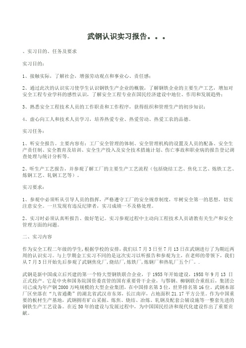 武钢认识实习报告