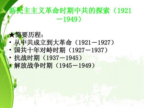 专题九 新民主革命时期的探索(下)