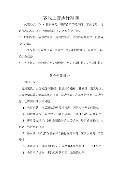 (完整版)淘宝客服主管工作安排运行思路表