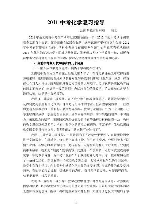 2011云南初中化学复习指导