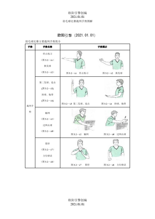 羽毛球比赛裁判手势图解之欧阳引擎创编