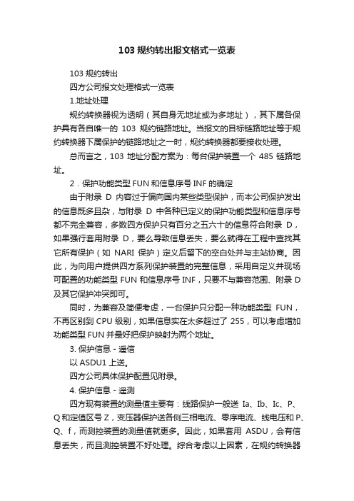103规约转出报文格式一览表