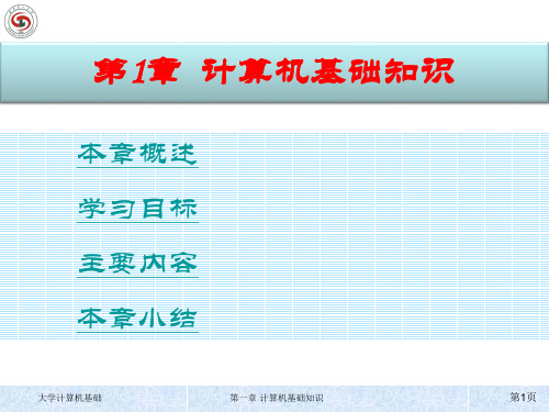 大学计算机基础(第二版)第1章计算机基础知识简明教程PPT课件