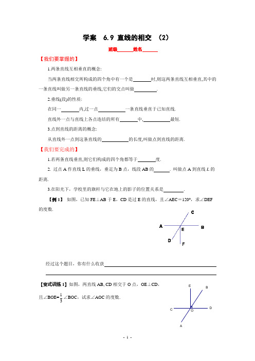 学案  6.9 直线的相交 (2)