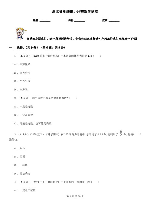 湖北省孝感市小升初数学试卷