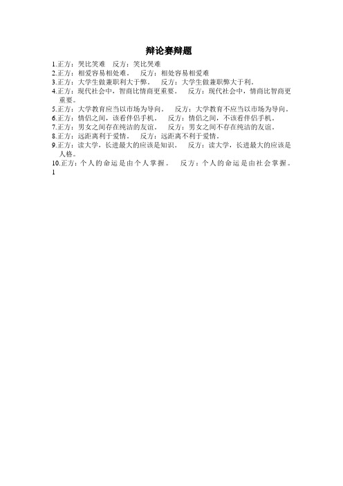 辩论赛辩题
