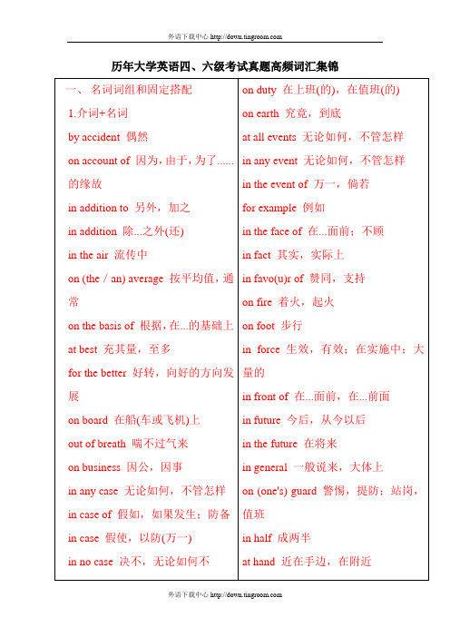 历年大学英语四、六级考试真题高频词汇集锦