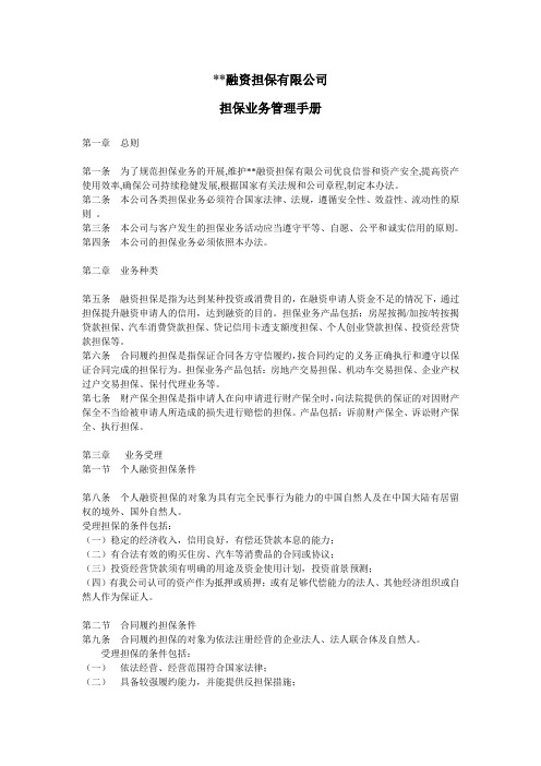 融资担保公司担保业务管理手册模版