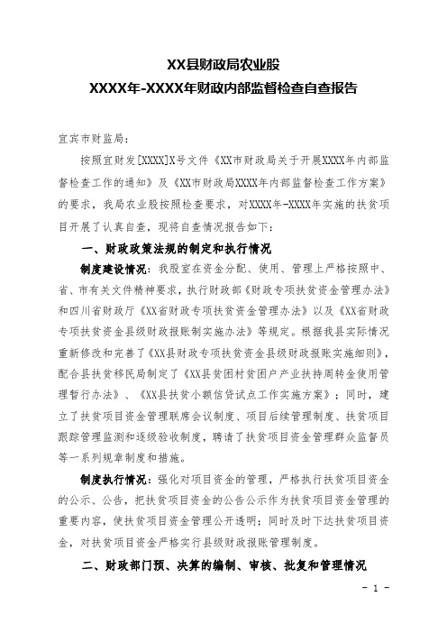 财政内部监督检查自查报告