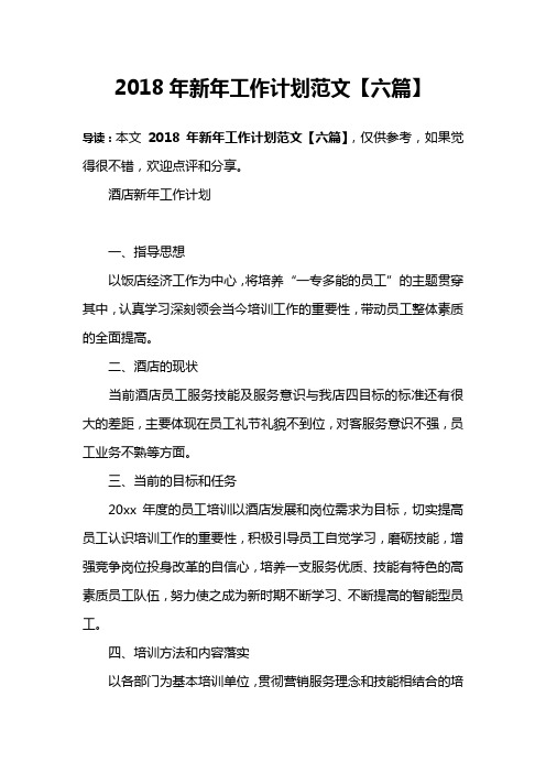 2018年新年工作计划范文【六篇】