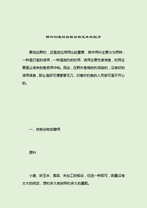 野外钓鱼的自制谷物玉米粒配方_自制鱼饵_2021-04-12
