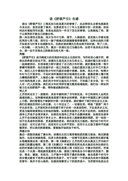 读《野葫芦引》有感
