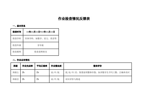 作业检查情况反馈表