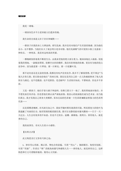 沧州市中考满分作文-墙的故事