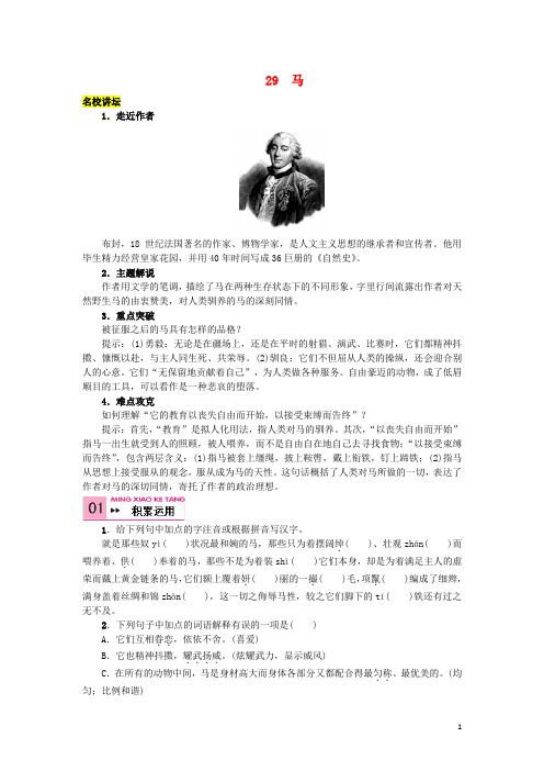 2016七年级语文下册第六单元29马同步练习新版新人教版