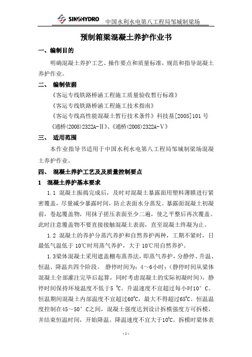 箱梁混凝土养护作业指导书