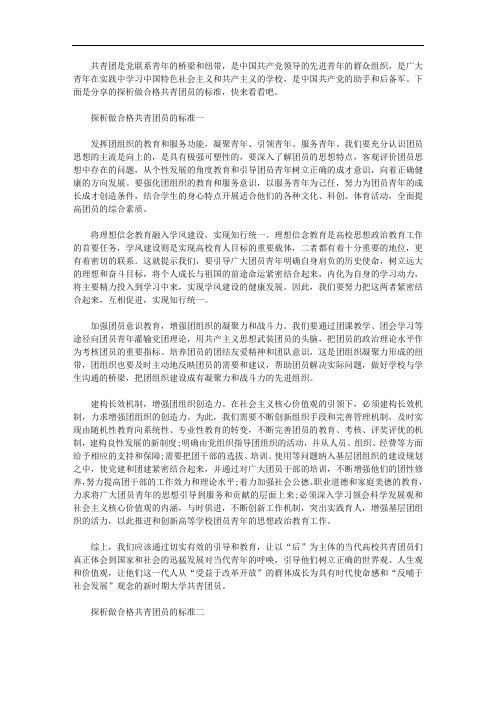 探析做合格共青团员的标准
