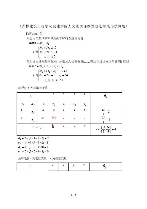 线性规划单纯形法(例题)