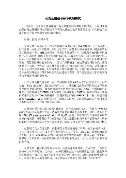 杜氏盐藻信号传导机制研究