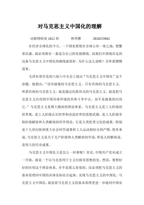 对马克思主义中国化的理解doc