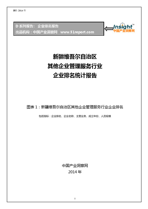 新疆维吾尔自治区其他企业管理服务行业企业排名统计报告