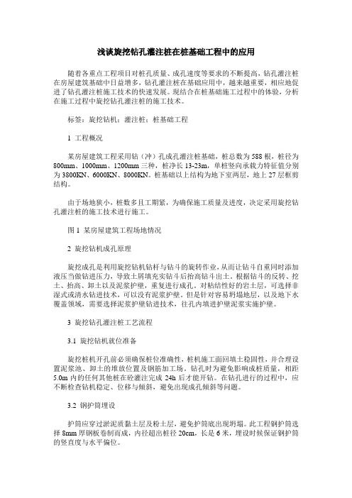 浅谈旋挖钻孔灌注桩在桩基础工程中的应用