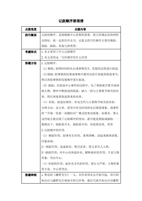 记叙文考点三：记叙顺序要理清