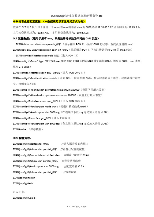 OLT(ONU)语音业务数据标准配置指导-zte甄选范文