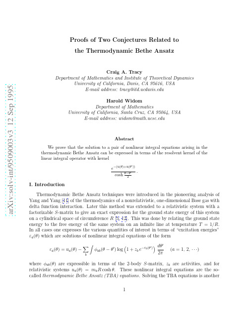 Proofs of Two Conjectures Related to the Thermodynamic Bethe Ansatz