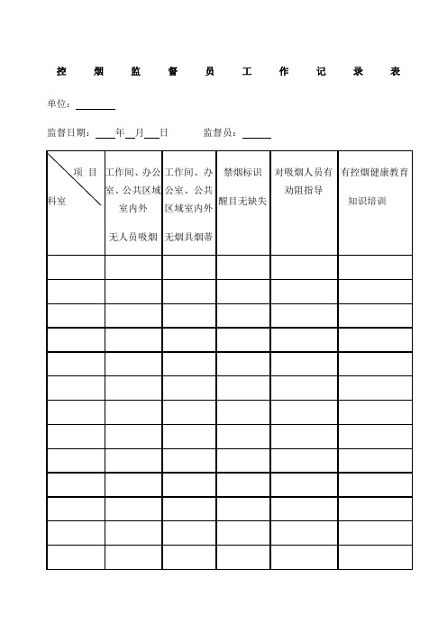 控烟监督员 巡查员工作记录表