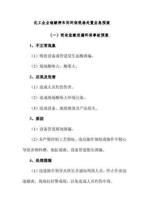 化工企业硫酸钾车间环保现场处置应急预案