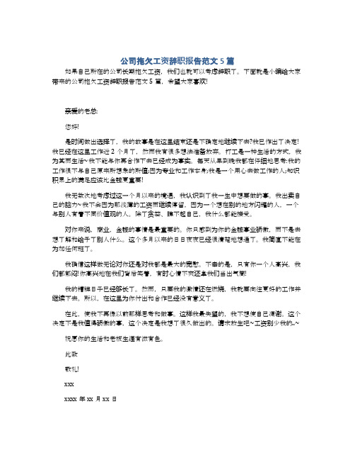 公司拖欠工资辞职报告范文5篇