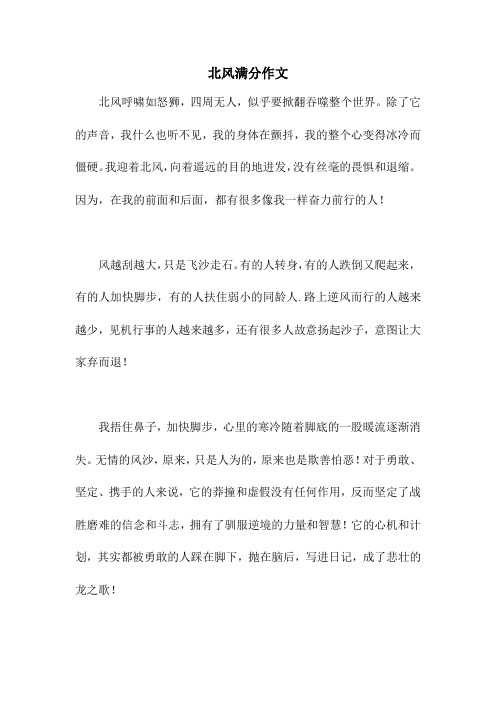 北风满分作文