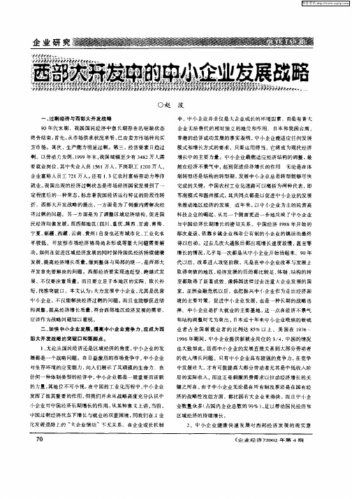 西部大开发中的中小企业发展战略