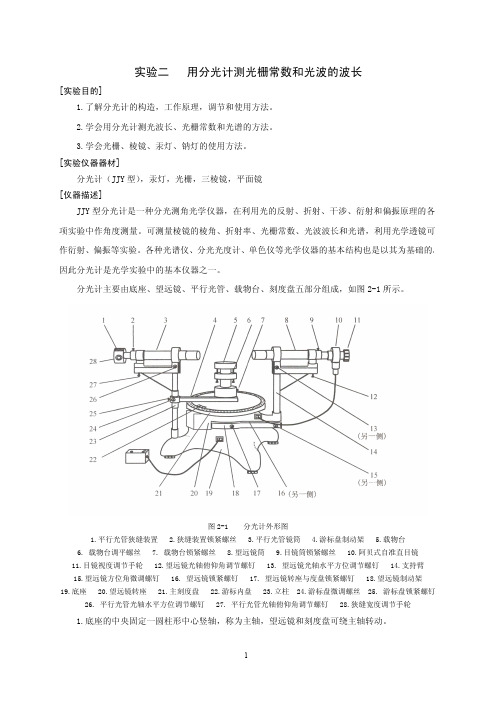用分光计测光栅常数和光波的波长