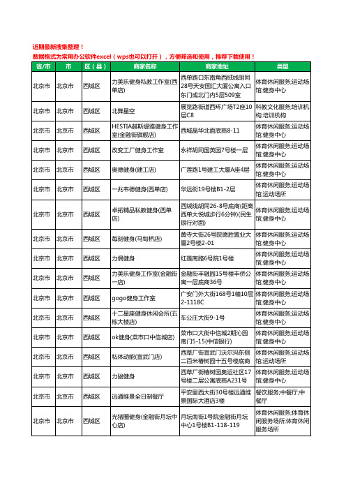 2020新版北京市北京市西城区健身房工商企业公司商家名录名单黄页联系方式电话大全207家