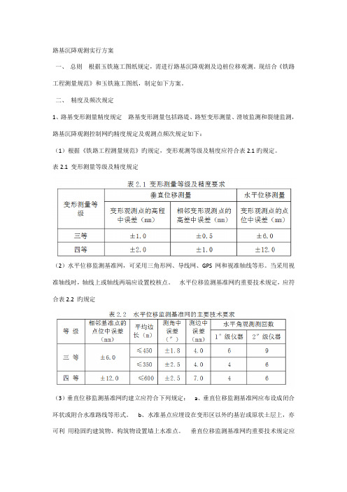 路基沉降观测实施方案