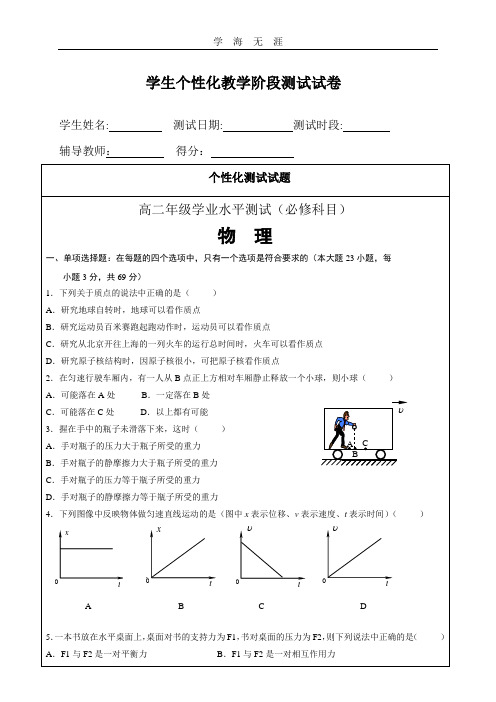 江苏省小高考物理模拟测试卷(2020年整理).doc