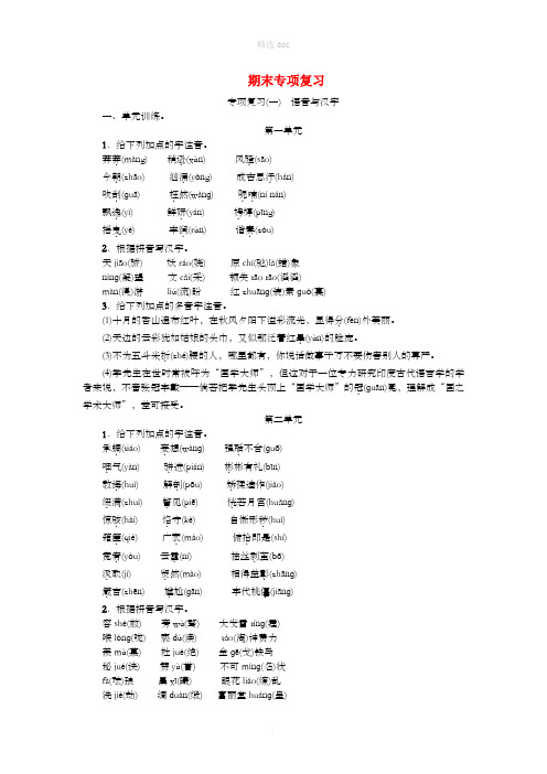 九年级语文上册专项复习一语音与汉字新人教版