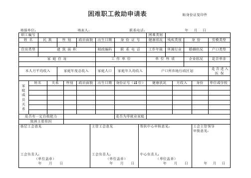 困难职工申请表