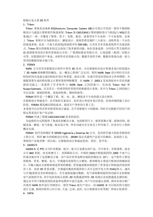 船舶行业主要3D软件