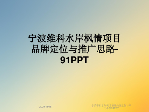 宁波维科水岸枫情项目品牌定位与推广思路91PPT