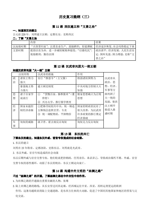 七上历史第11-15课复习提纲
