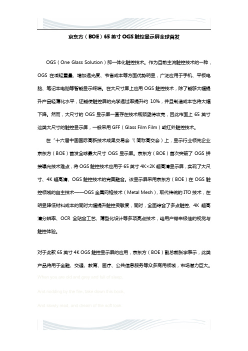 京东方(BOE)65英寸OGS显示屏 完美触控体验