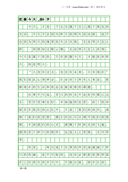 初三周记作文：把握今天_550字