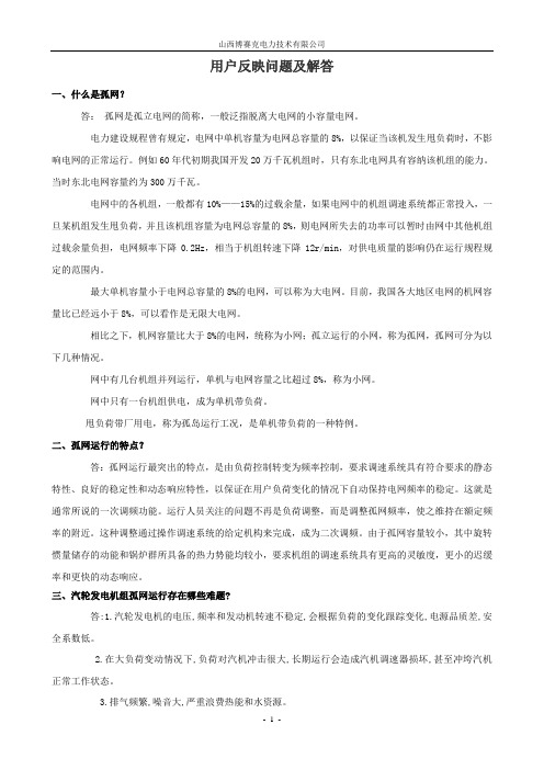 电厂孤网运行方案